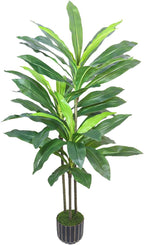 Artificial Dracaena Tree 48in - Fake Plants Tree with Black Planter - Faux Yucca Tree Tall with Lifelike Trunk and Leaves in Pot - Dracaena Artificial Plant for Home Office Living Room Fireplace Decor
