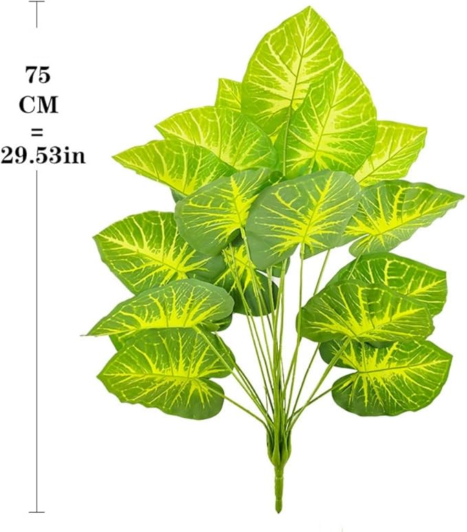 Artificial Caladium Plant with Red and Green Leaves, Red Leaf Artificial Plants Decoration Simulated Bonsai Potted Decor Home Room Party Wedding Office Floor (Light Green(No Flowerpot), 75cm)