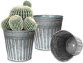vensovo 8 Inches Silver Metal Rustic Plant Pots - 4 Pcs Large Galvanized Planters with Drain Hole and Rubber Plug, Rustproof Tin Bucket Flowerpot for Indoor Plants Farmhouse Vintage Style for Decor
