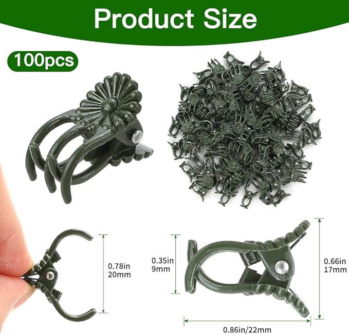 Plant Clips Orchid Clips 100 PCS Plant Clips for Climbing Green Plants Orchid Clips for Plants Support Garden Clips Plant Support Clips Vine Clips Plant Clips for Outdoor Plant Support Stem Vine Stalk