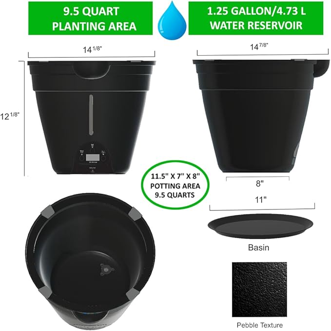 Motorized Self Watering Plant Pots for Indoor Plants, 1.25 Gallon Automatic Planter with Programmable Pump, LED Indicator for Office Decor & Gardening