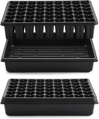 RooTrimmer 5 Pack Seedling Starter Trays No Holes and 5 Pack 54 Cell Seed Starter Trays Extra Deep 2.8" - Heavy Duty Plastic Nursery Trays for Seed Germination & Plant Propagation (5 Sets)