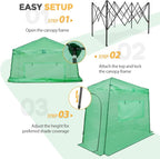 EAGLE PEAK 9x4 Portable Walk in Greenhouse, Pop Up Indoor Outdoor Greenhouse, Green House Kit with Zippered Roll-Up Doors and Windows, Lean-to Design, PE Cover, Clear/Green