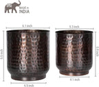 MyGift Handmade Hammered Vintage Copper Metal Plant Vase, Decorative Indoor Cylindrical Flower Planter Container, 5 and 6 Inch Pots, Handcrafted in India