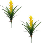 2Pcs Artificial Bromeliad Plants, 18" Fake Hawaiian Ginger Flower,Large Real Touch Faux Tropical Flowers, Lifelike Exotic House Plants for Home Office Indoor Decoration (Yellow)