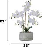 27" White Orchid Arrangement in a Grey Stonelike Planter | Real Touch White Moth Orchids in a Grey Planter by Fiori Sempre