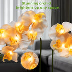 HOMESEASONS Orchid Lamp-LED Lighted Orchid Arrangements,Pre Lit Artificial Orchid,Light Up Flower Lights, Faux Orchid Phalaenopsis Arrangement (White)