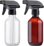 Plastic Spray Bottles Clear and Brown Refillable Container Empty Spray Bottle 10oz/300ml Adjustable Head Sprayer and Stream for Cleaning Products, Plants, Pet, Hair
