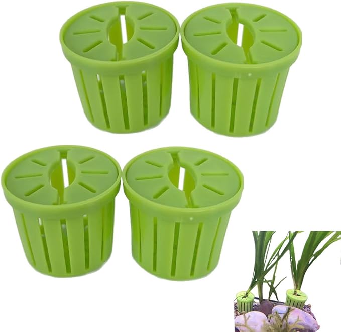 4 Pack Aquarium Plant Holder Fish Tank Plants Pots Anti-Floating Aquarium Plant Weights Aqua Soil Container for Echinodorus Bleheri Live Freshwater Plants Substrate Tabs Fertilizer Stratum