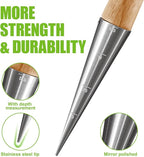 Gardtech Hand Dibber with Wooden Handle, Chrome Coated Stainless Steel Head - Lightweight Sturdy Hand Held Bulb Planter for Tulip Daffodil Crocus Garden Tool (Dibber)