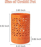 2 Pack Orchid Pots with Holes 4 Inch, Ceramic Orchid Pot for Repotting with Saucers,More Ventilation Hole Easy Breathing, Plant Pot for Repotting Orchids and Other Flowers