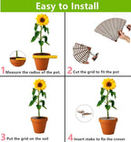 Z metnal Plant Pot Grid 20.8", 3 Pcs Cuttable Grid Flower Pot Cover, Plastic Grid Plant Pot Cover, Black, Flower Protector Cat Dog Digging Stopper Baby Kids Safety Plant Grid Pot Cover
