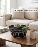 vensovo 10 Inches Black Metal Rustic Plant Pots - 4 Pcs Large Shallow Galvanized Planters with Drain Hole and Rubber Plug, Rustproof Tin Bucket Succulent Pot Indoor Farmhouse Vintage Style for Decor