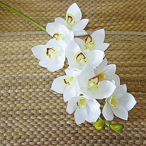 Luxurious Large Branch Real Touch 3D Printing Orchid Artificial Flowers Living Room Decoration Flores Artificiales (Color : Yellow)