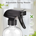 Worldgsb 2 Pack Glass Spray Bottles with Silicone Sleeve, 16 oz Empty Refillable Containers with Adjustable Spray Nozzles, Spray Bottles for Hair, Cleaning Solutions and Plants Black