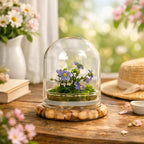 Award Winning: Persian Violet with Sundew Moss - Live Flower Terrarium in Self Sustaining Glass Jar, Maintenance Free and Blooms All-Season, Great Unique Gift and Home Decor, 100% Growth Guarantee