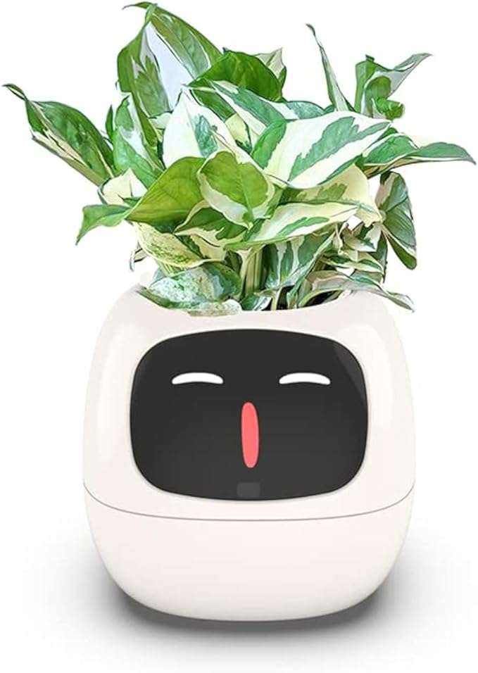 Smart Flowerpots,Smart Pet Planter,Ai Planter,Intelligent Flowerpots,Multiple Expressions,7 Smart Sensors, And Ai Chips Make Raising Plants Easy And Fun For Living Room,Desk,Plant-free (White)