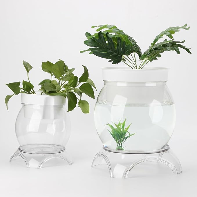 1 Gallon PET Aquaponic Fish Tank, Fish Bowl Aquaponic Betta Fish Tank Clear Aquarium for Betta Fish Reptiles Succulents Flower Vase Betta Fish Centerpiece Present for Home Office Desktop Decors