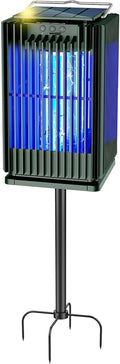 Solar Bug Zapper Outdoor, Solar Mosquito Zapper Outdoor with Ground Bracket, Cordless Waterproof Fly Zapper with Illuminated Light, 5000mAh Rechargeable Mosquito Killer