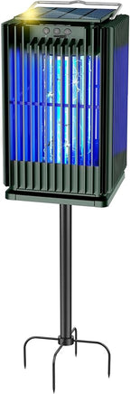 Solar Bug Zapper Outdoor, Solar Mosquito Zapper Outdoor with Ground Bracket, Cordless Waterproof Fly Zapper with Illuminated Light, 5000mAh Rechargeable Mosquito Killer