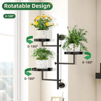 Rotating Window Plant Shelf Wall Plant Shelf Indoor Metal Plant Stand Window Shelves for Plants 3 Tier Plant Stand Wall Plant Holder Wall Planters for Indoor Plants, Outdoor Plant Stands for Patio, Black