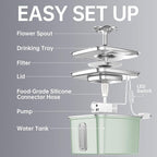 Veken Innovation Award Winner Stainless Steel Cat Water Fountain, 108oz/3.2L Automatic Pet Fountain Dog Water Dispenser with Replacement Filters & Silicone Mat for Cats, Dogs (Tea Green)