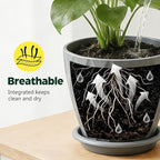Plant Pots, Self Watering Planters with Drainage Holes and Trays, Flower Pots for Indoor Outdoor - 6 Pack(4/5/6/6.5/7/8 Inch) (Gray)