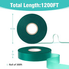 Prudiut 1200FT Stretch Tie Tape Roll, 1'' Plant Tape Green Stretch Garden Tie, Thick Sturdy Tree Nursery Tapes Vinyl Stake Ribbon Support for Indoor Outdoor Patio Plant, Tree, Vegetables, Branches