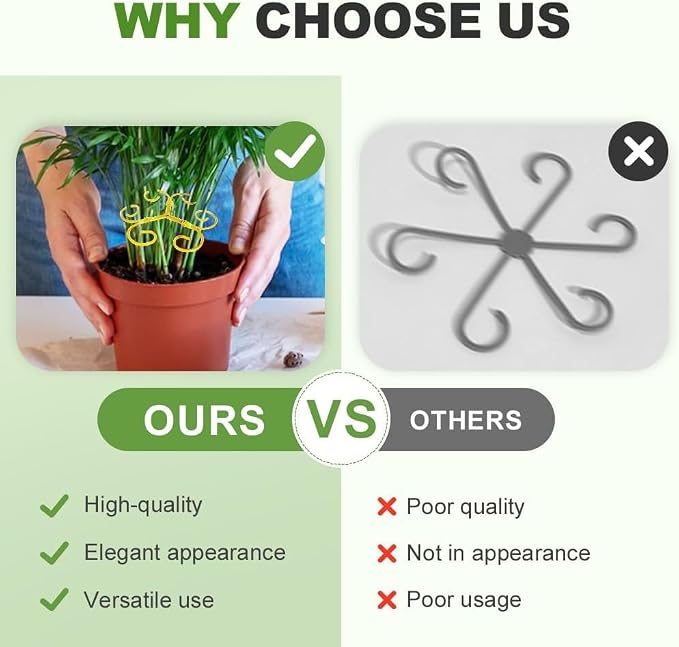 Reusable Plastic Plant Support Stakes, Plant Stem Support Set - Flexible Indoor Gardening Trellis for Potted Vines, Climbing Flowers and Herb Garden (Gold)