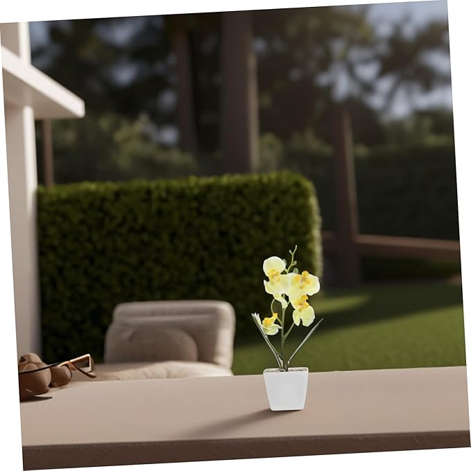 ORFOFE Artificial Orchid Flowers Vase Lifelike Faux Orchids Arrangement for Home Office and Living Room Decor and Space-Saving Design