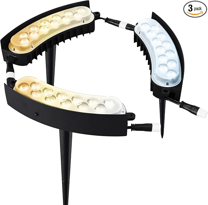 LEONLITE Update 5CCT Low Voltage Landscape Tree Ring Lights, AC/DC 12-24V, 750LM 11W/PCS Aluminum IP65 Landscape Spotlights for Big Tree&Palm Tree, 1800K/2700K/3000K/4000K/5000K, Pack of 3