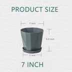 InmeRun Plant Pots Indoor Plastic Flower Pots Outdoor 7 inch Set of 6 Pack with Drainage Holes and Saucers for Garden pots (7 in 6 pcs)