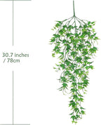 Artificial Hanging Vines, Fake Vine Plastic Plants Sweet Potato Leaves Ivy UV Resistant Greenery Décor Faux Flowers for Indoor Outdoor Garden Door Wall Wedding Party Table Decoration Green 4 Pack