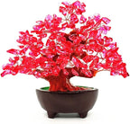 Colorsheng 7 Inch Quartz Crystal Money Tree Bonsai Feng Shui Gem Decoration for Wealth and Luck (Red)