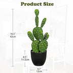 DILATATA 16.5" Small Fake Cactus Plant Potted 'Prickly Pear Cactus' Faux Cacti for Home Garden Office Decor Housewarming Gifts