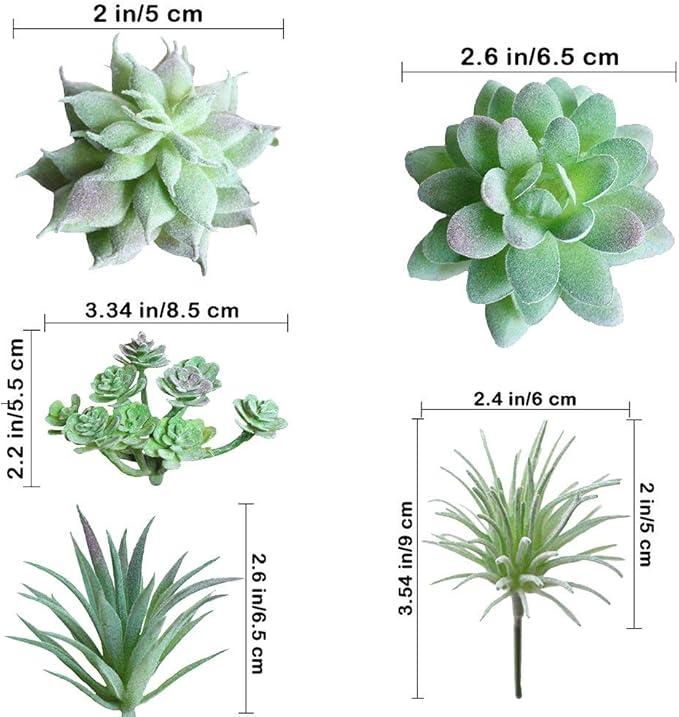 Supla 11 Pcs Mini Artificial Succulents Picks Unpotted Faux Succulent Assortment in Flocked Green in Different Type Different Size Succulents Echeveria Agave Floral Arrangement Mother Day' s Gift
