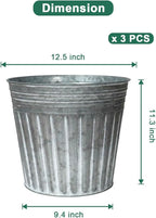 vensovo 12 Inches Silver Metal Rustic Plant Pots - 3 Pcs Large Galvanized Planters with Drain Hole and Rubber Plug, Rustproof Tin Bucket Flowerpot for Indoor Plants Farmhouse Vintage Style for Decor
