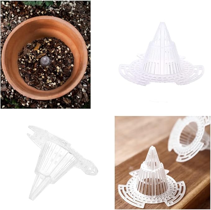 15 Pack Flower Pot Hole Mesh Pad Plastic Cone Bottom Grid Gasket Drain Mat Cover Drainage Screen for Plants Bonsai Gardening Breathable Hydrophobic Anti-Rot Root Prevent Soil Leakage