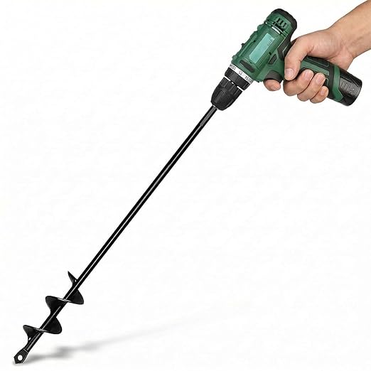 Auger Drill Bit for Planting, 1.6" x 16.5" Heavy Duty Garden Auger, Post Hole Digger, Bulb Planter, Fence Post Hole Tool for 3/8" Hex Drive Drill
