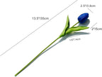 Mandy's Royal Blue Artificial Tulips Flowers Centerpiece, 13.5" Lifelike PU Fake Floral Stems 20pcs for Kitchen Island & Dining Table, Spring Decor for Easter