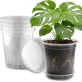 BTPLASTIK 3 Gallon Clear Nursery Pots with Saucers 5P, 10 Inch Round Plastic Plant Pots with Drainage Holes