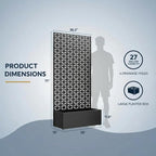QINPTWUT Geometric Edition Privacy Screen Planter Box with Trellis, Metal Raised Garden Bed for Climbing Plants, 27 Gallon Outdoor Divider for Patio Balcony Backyard, Easy Assembly