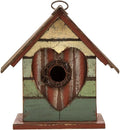 Glitzhome Hanging Bird House for Outdoor, 8.75" H Decorative Pet Cottage Distressed Heart Wooden Birdhouse for Outside, Garden Birdhouse for Bluebird Hummingbird Wren Finch Cardinals Cedar