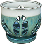 W&W Orchid Pot with Holes and Saucer for Repotting, Teal Mix, 6.5"
