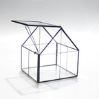 NCYP Mini Glass Terrarium with Lid - 4.25" x 4.25" x 4.92" Small House Shape Close Geometric Planter Pot for Mini Succulents Plant - Handmade, Home Garden Office Decor, Black (Terrarium Only)