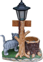 Animal Outdoor Statue Planter Solar Light Welcome Garden Sculpture Resin Flower Pot Decorative Porch Patio Yard Lawn Entryway Figurine with LED Lamp Rustic Plant Holder Ornament Courtyard (C)