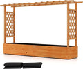 BECOMFORT Raised Garden Bed with Trellis & Hanging Roof, 45" Tall Fir Wood Planter Box with Drainage Holes, Outdoor Elevated Garden Planter for Climbing Vines (Orange, 79" Lx17.5 Wx45 H)