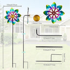 VEWOGARDEN 2 Pack Wind Spinners Outdoor, Metal Wind Spinner with Flower Design for Yard Garden Lawn Decorations, Colorful