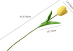 Mandy's Yellow Partially Open Artificial Tulips Flowers Centerpiece, 13.5" Lifelike PU Fake Floral Stems 12pcs for Kitchen Island & Dining Table, Spring Decor for Easter