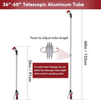 RESTMO 36”-60” Metal Watering Wand, Long Telescopic Tube | 180° Adjustable Ratcheting Head | 7 Spray Patterns | Flow Control, Perfect Garden Hose Sprayer to Water Hanging Baskets, Shrubs, Red